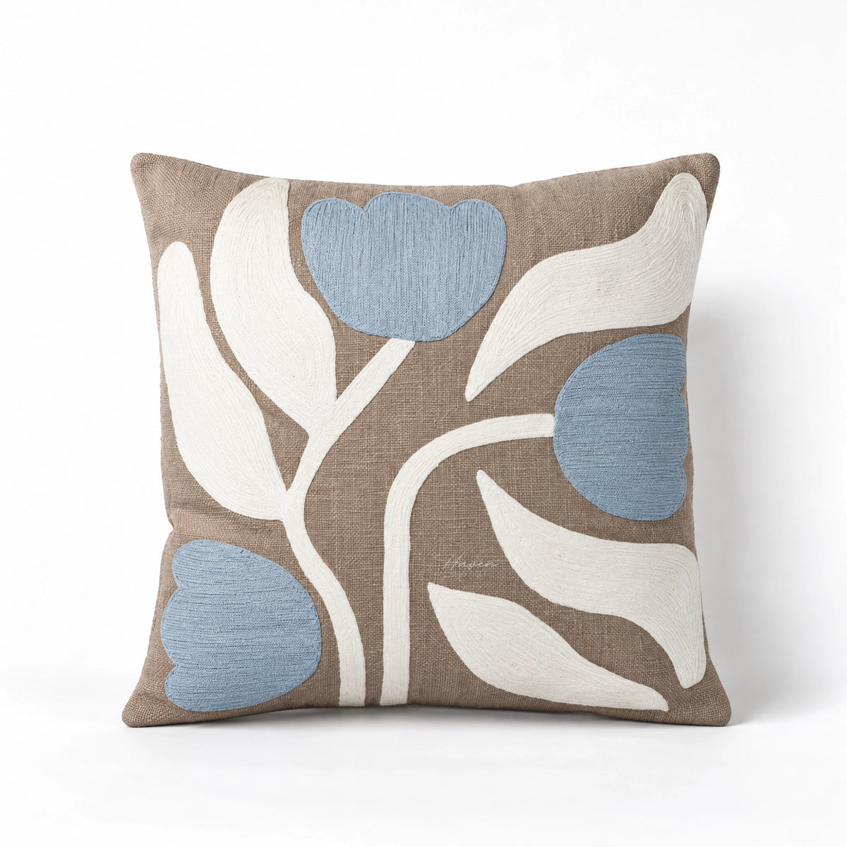 Broste® Cushion Dora - Taupe Warm Grey/Light Blue 50cm Cushion at Haven Homestore