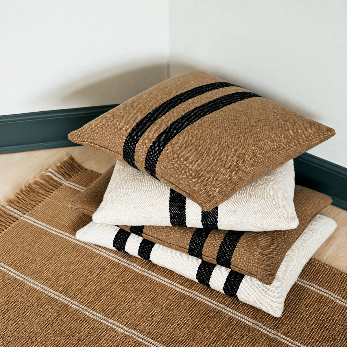 Broste® Cushion Sigrun - Brown Kelp/Black 50cm Cushion at Haven Homestore