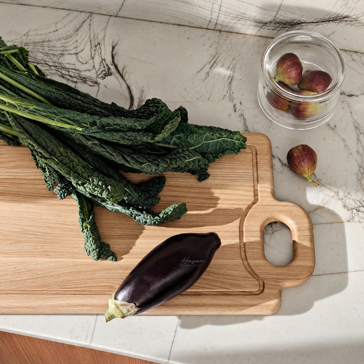 Broste® Board Olina Grooved Large - Natural Oiled Oak Board at Haven Homestore