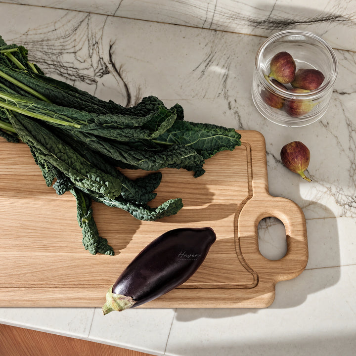 Broste® Board Olina Grooved Large - Natural Oiled Oak Board at Haven Homestore