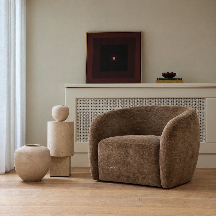 Romy Swivel Chair - Walnut Lounge Chair at Haven Homestore