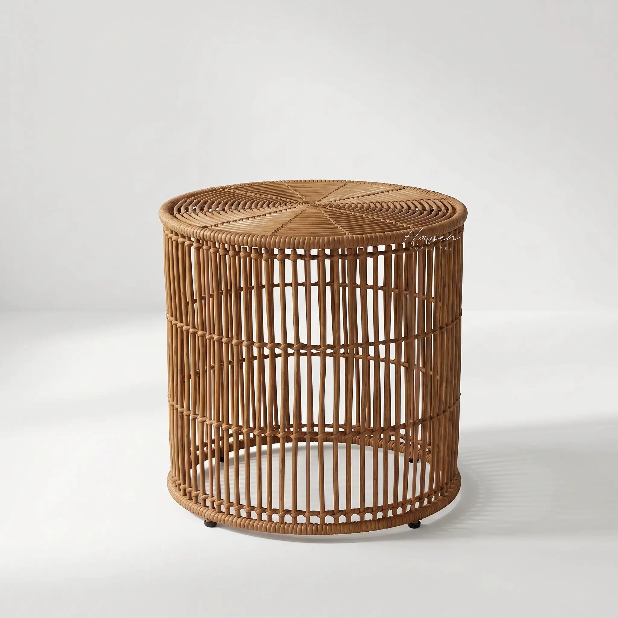Arran Round Tables Set of 3 in dark natural with hand-woven synthetic rattan nesting tables.