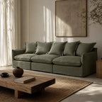 Lotus Modular Sofa Centre in 100% Belgian linen, soft, relaxed luxury in a calm living room with natural textures.