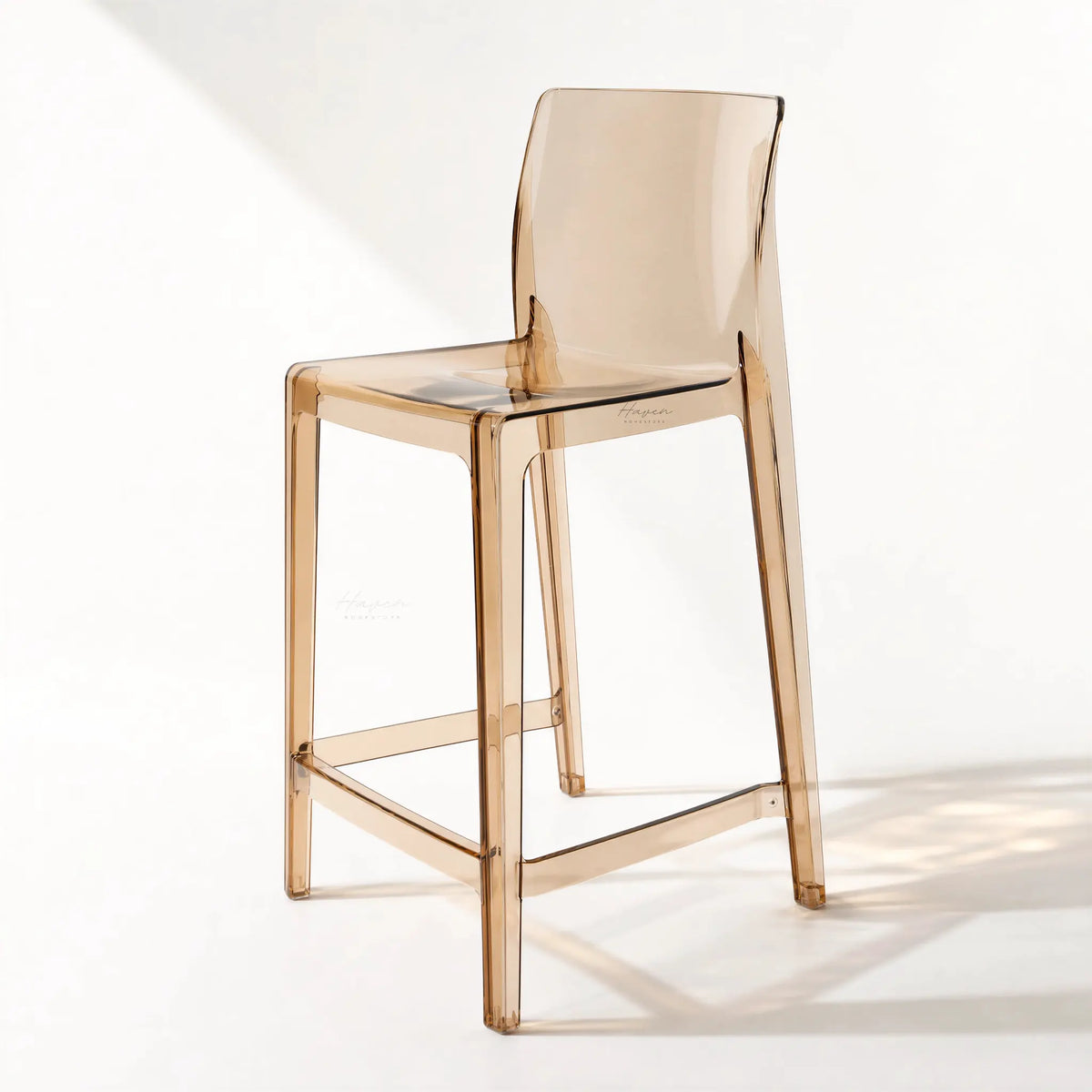 Jupiter Counter Stool in translucent polycarbonate, modern, light, space-saving design.