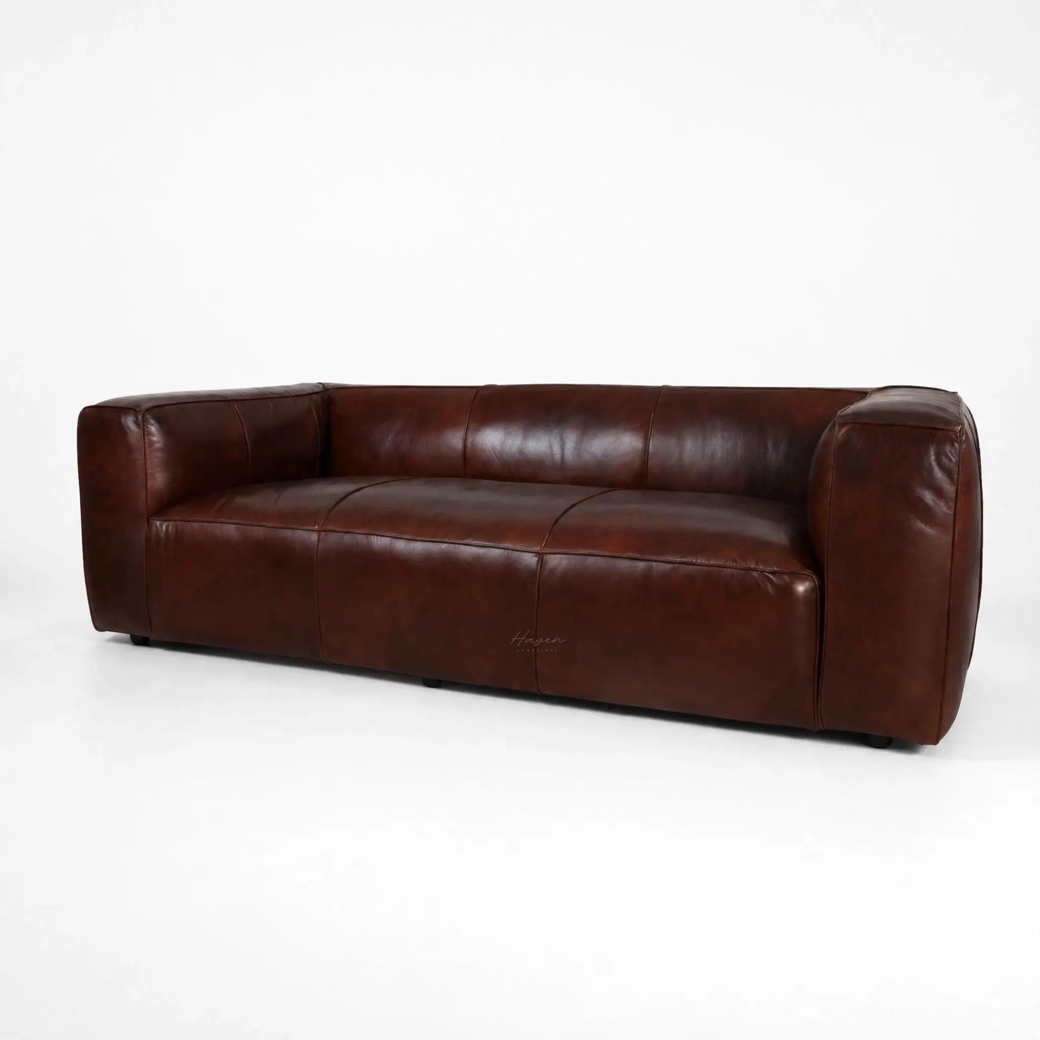 Cardrona Leather Sofa with dark brown premium leather, generous proportions, and deep seating.