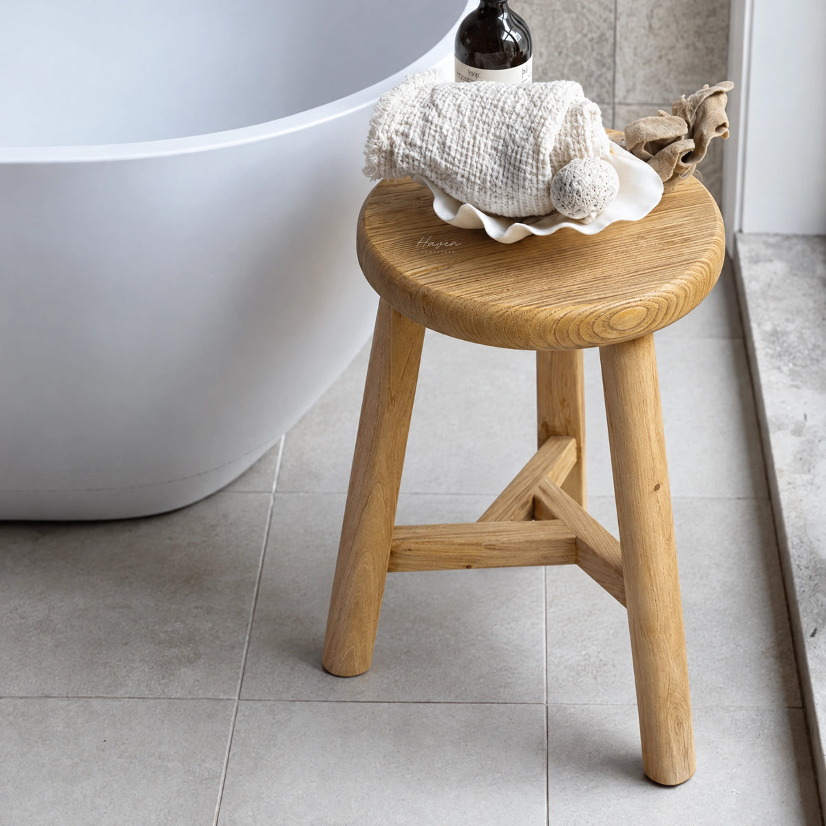 Reclaimed Elm Stool Natural 50cm