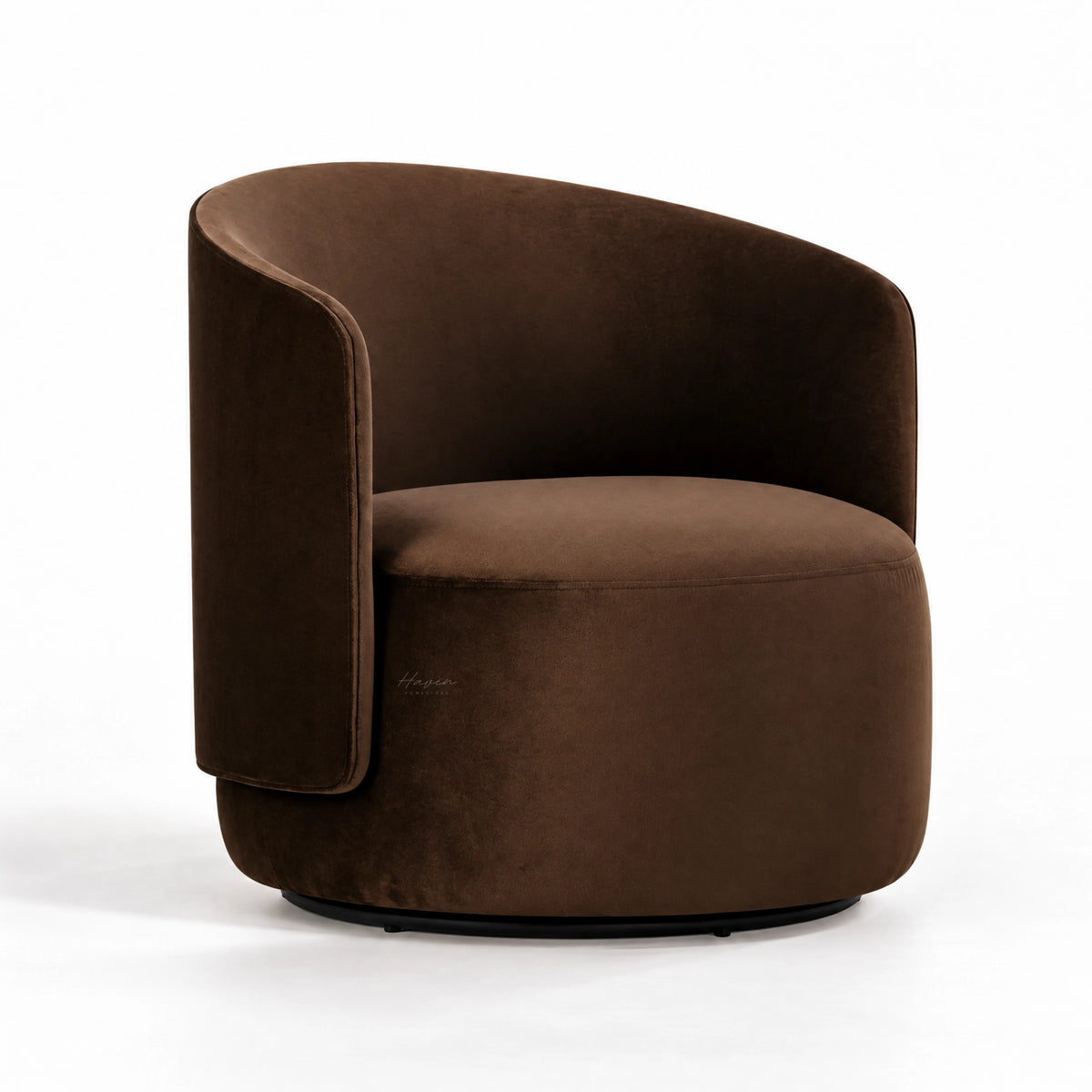 Orsa Swivel Chair - Cacao Velvet Lounge Chair at Haven Homestore
