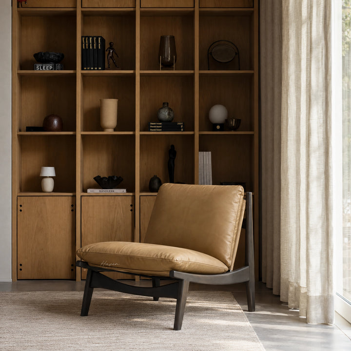 PURE® Alyson Leather Chair - Matt Corda / Carbon Legs Lounge Chair at Haven Homestore