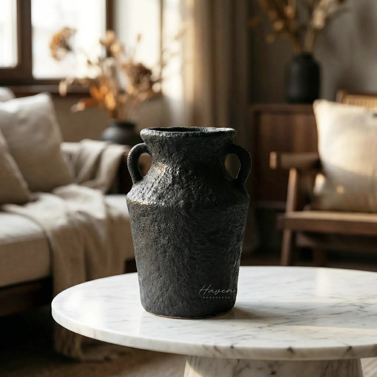 Petros Stone Vase Black by Capulet (petros-stone-vase-black)