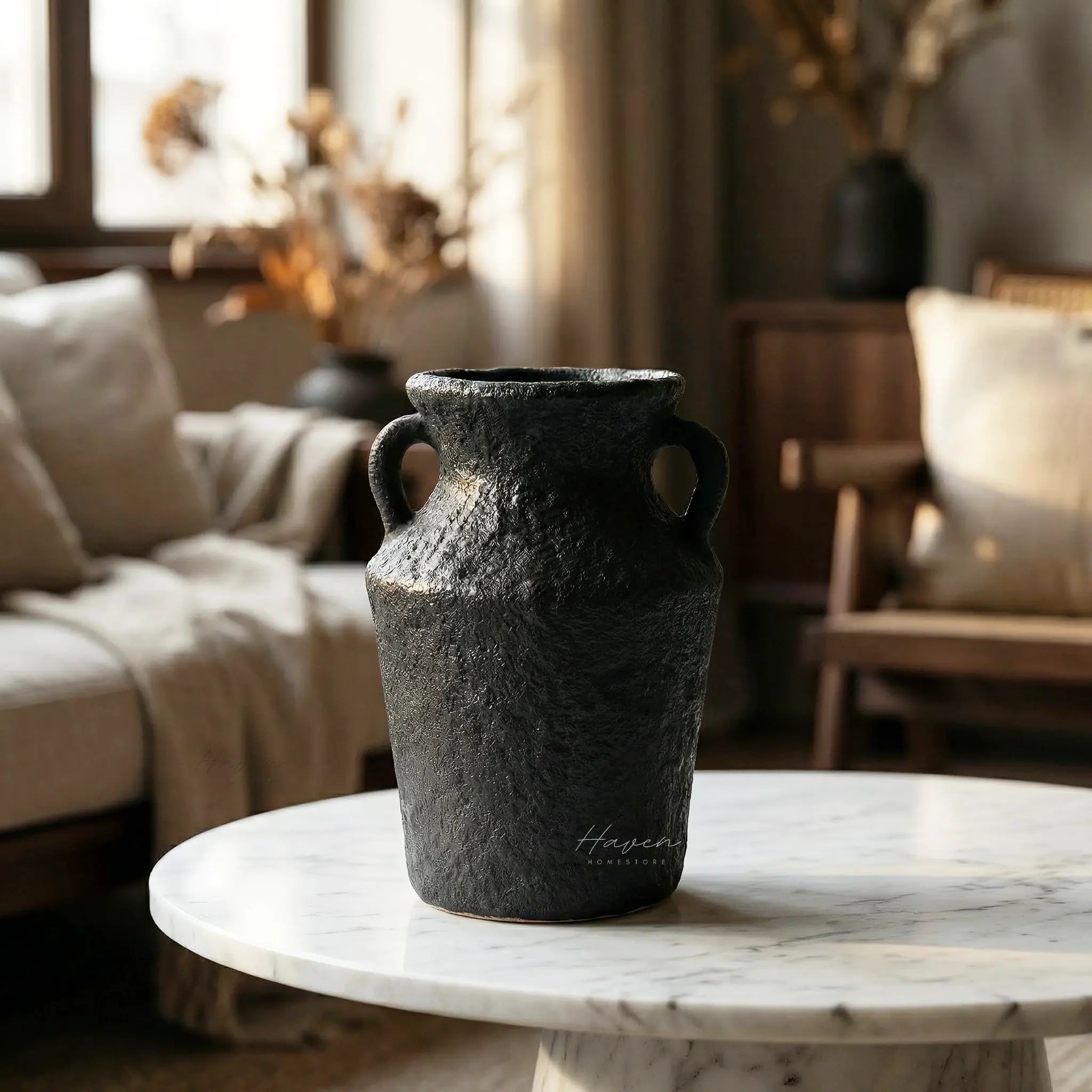 Petros Stone Vase Black by Capulet (petros-stone-vase-black)