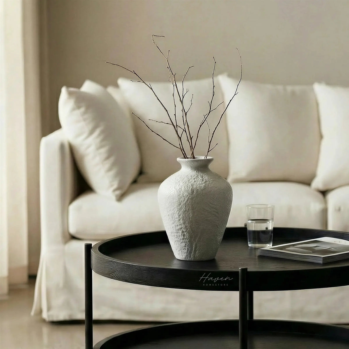 Petros White Stoneware Vase by Capulet (petros-white-stoneware-vase)