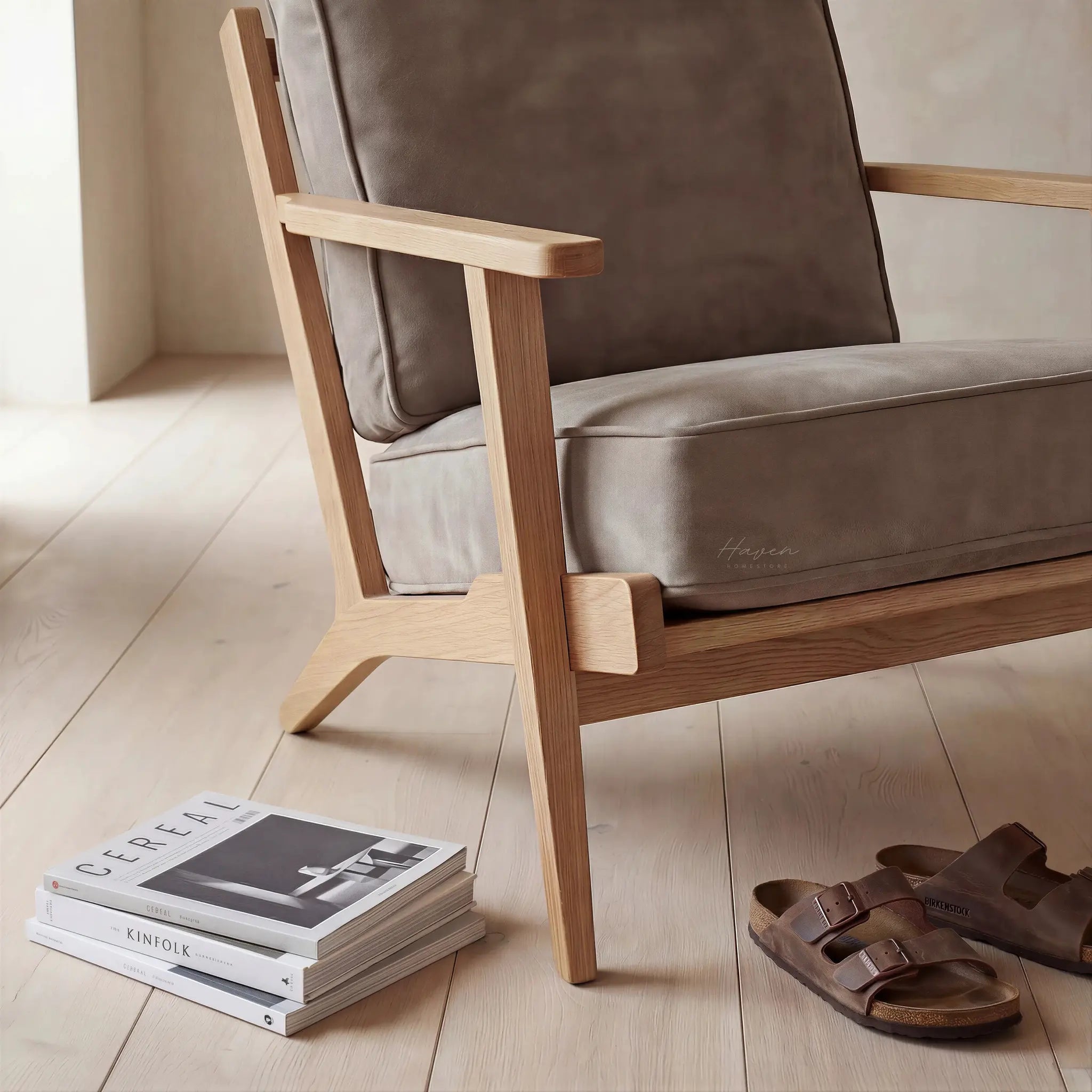 Lodge Armchair Natural Oak Wheat Microsuede by Capulet (lodge-armchair-natural-oak-wheat-microsuede)