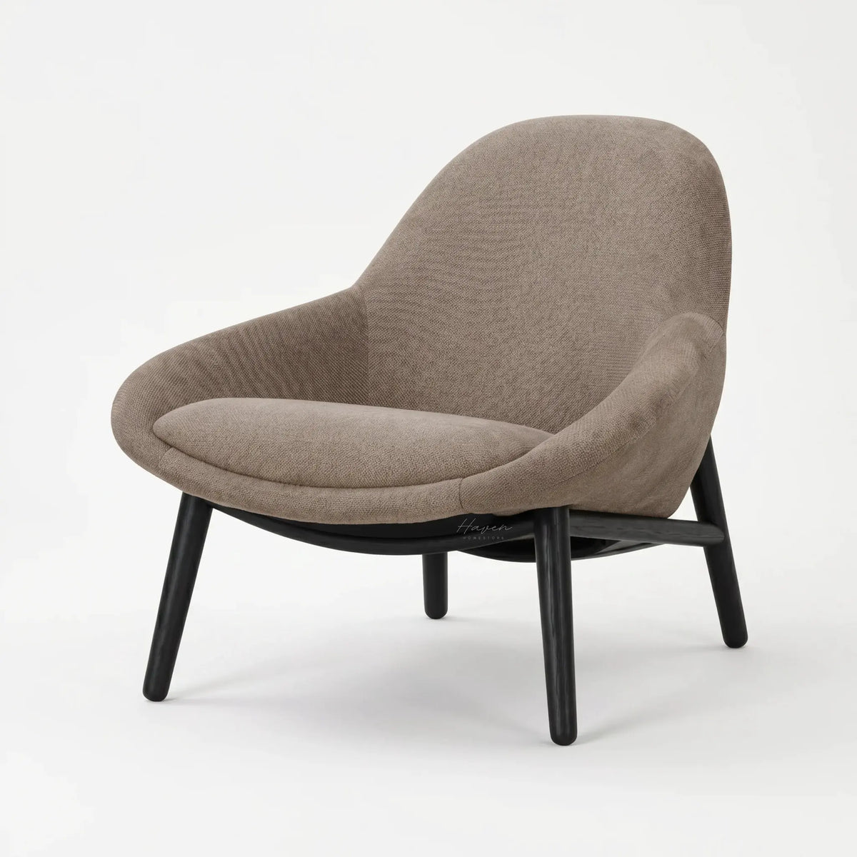 Pierre Chair in Latte with durable textured polyester upholstery and a soft-textured finish, black wooden legs.