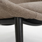 Pierre Chair latte upholstery in textured polyester fabric with dark wooden legs.