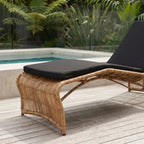 Wave Sun Lounger with UV-stabilised fibres over aluminium frame, black cushion on poolside deck.