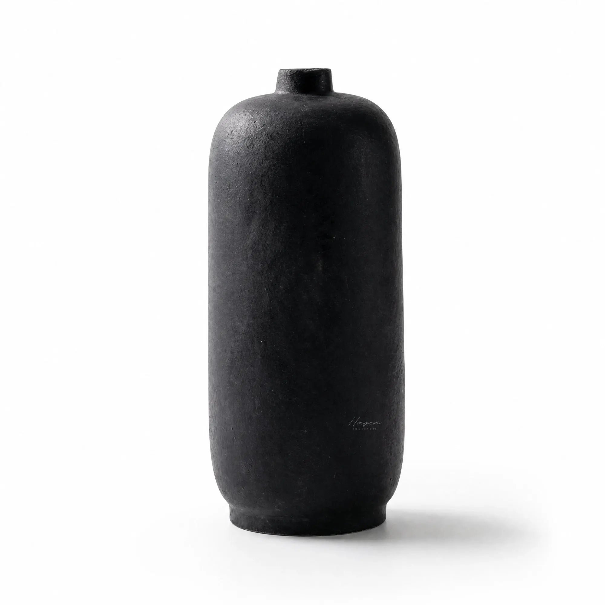 Hand-thrown terracotta Ishi Vase with dark finish and minimalist design by Filipino artisan