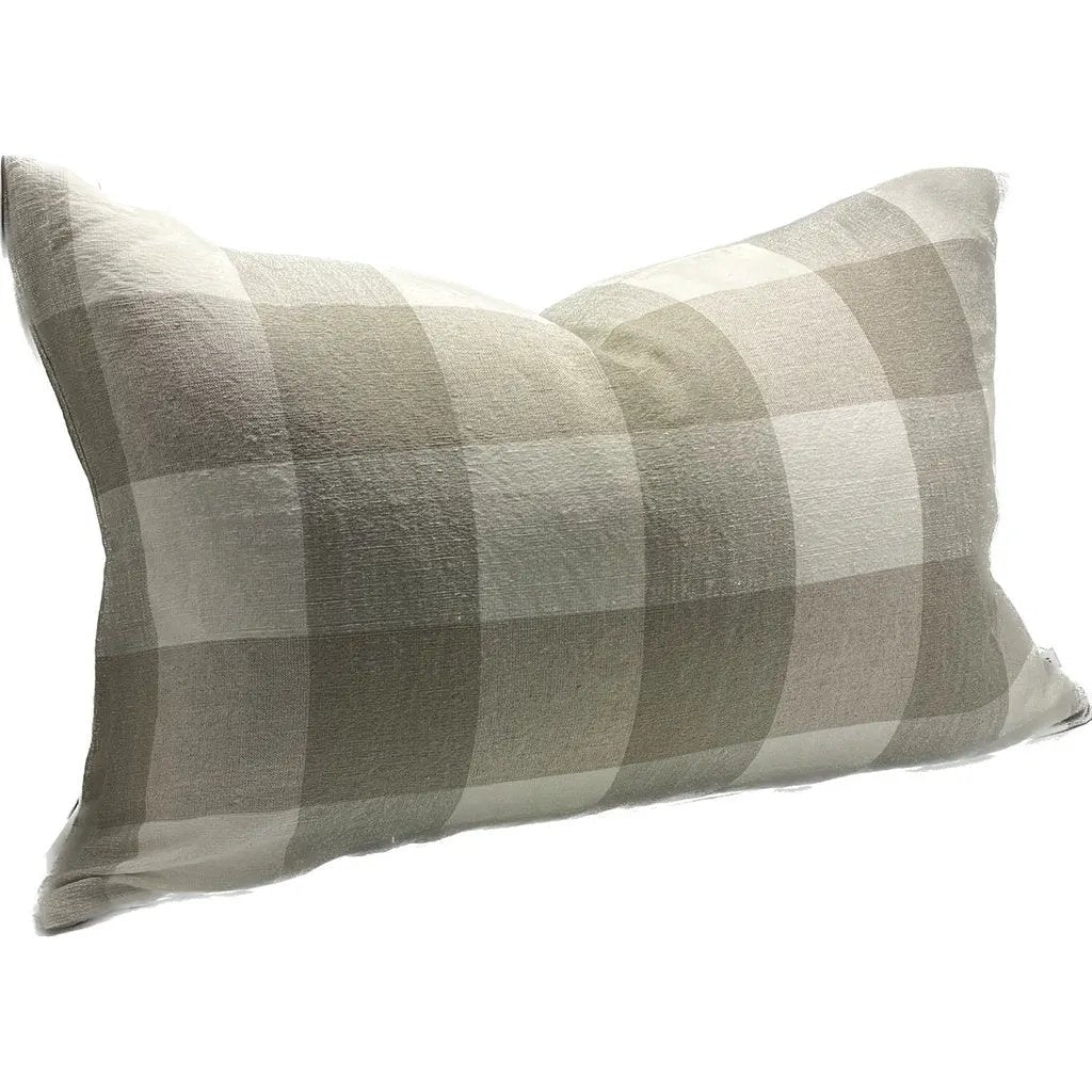 Check Linen Cushion Cover 60cm - Milk