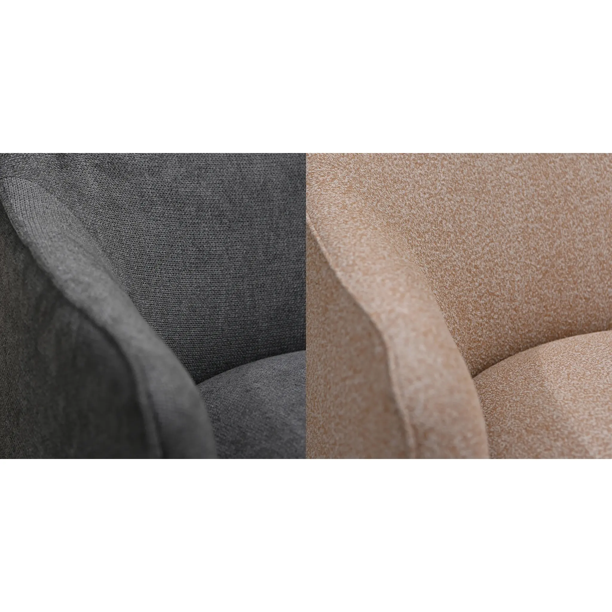 The Sydney Chair offers sink-in comfort and relaxed, refined shape in 100% recycled polyester gray-taupe for NZ homes.